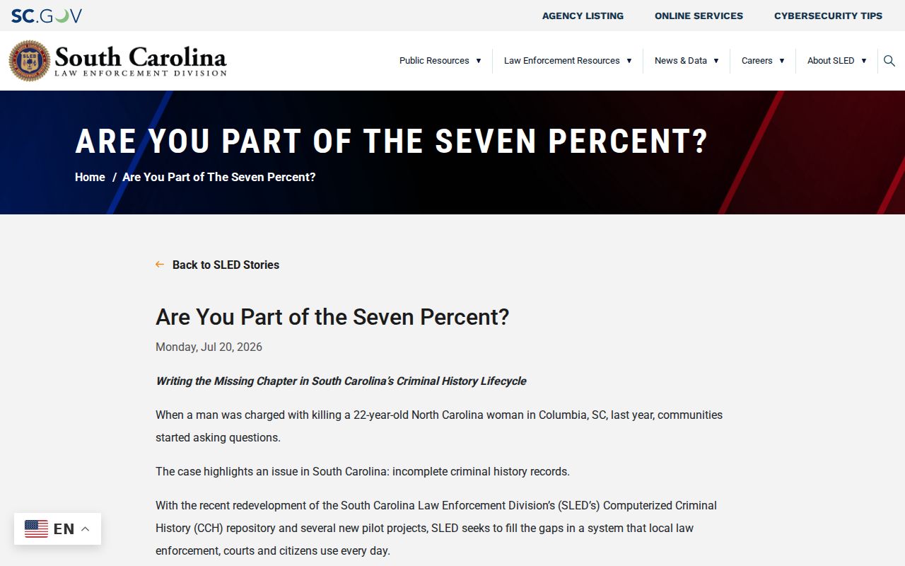 South Carolina arrest history fingerprint reporting gap