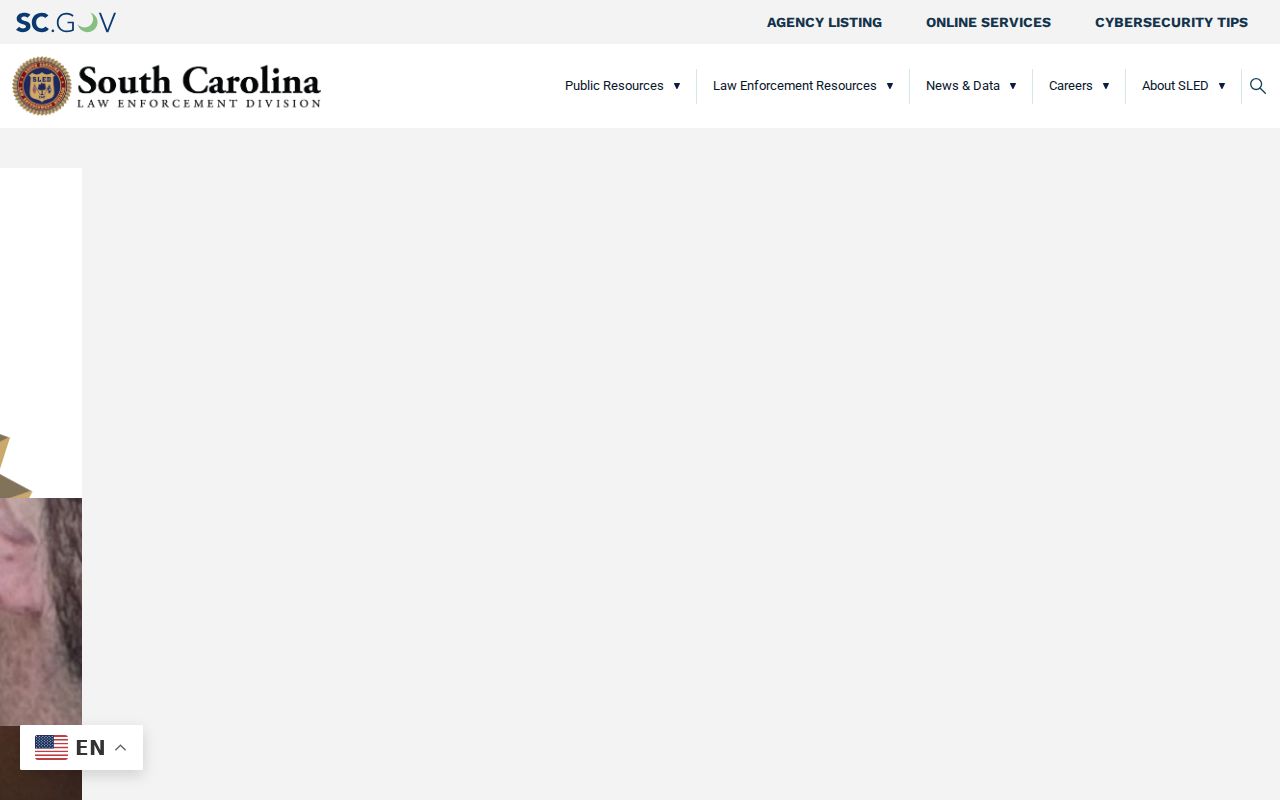 South Carolina criminal history resources on the SLED homepage