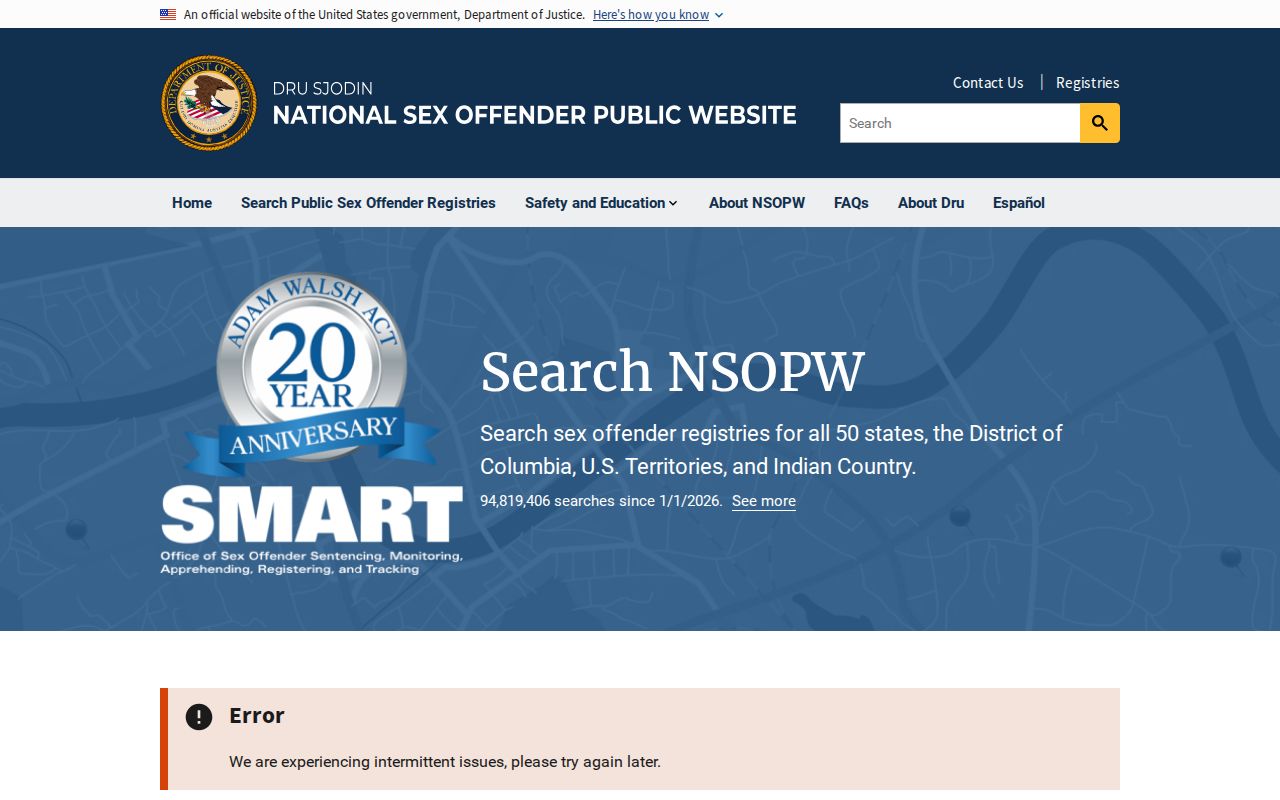 National search option for South Carolina sex offender registry checks